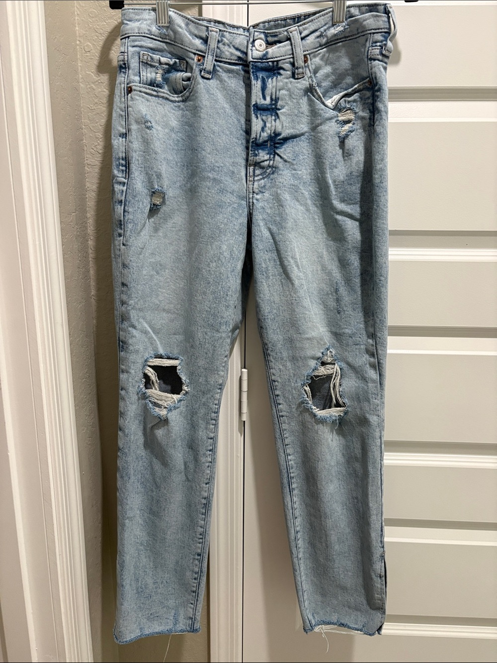 Old Navy Light Wash Straight Leg Distressed Jeans